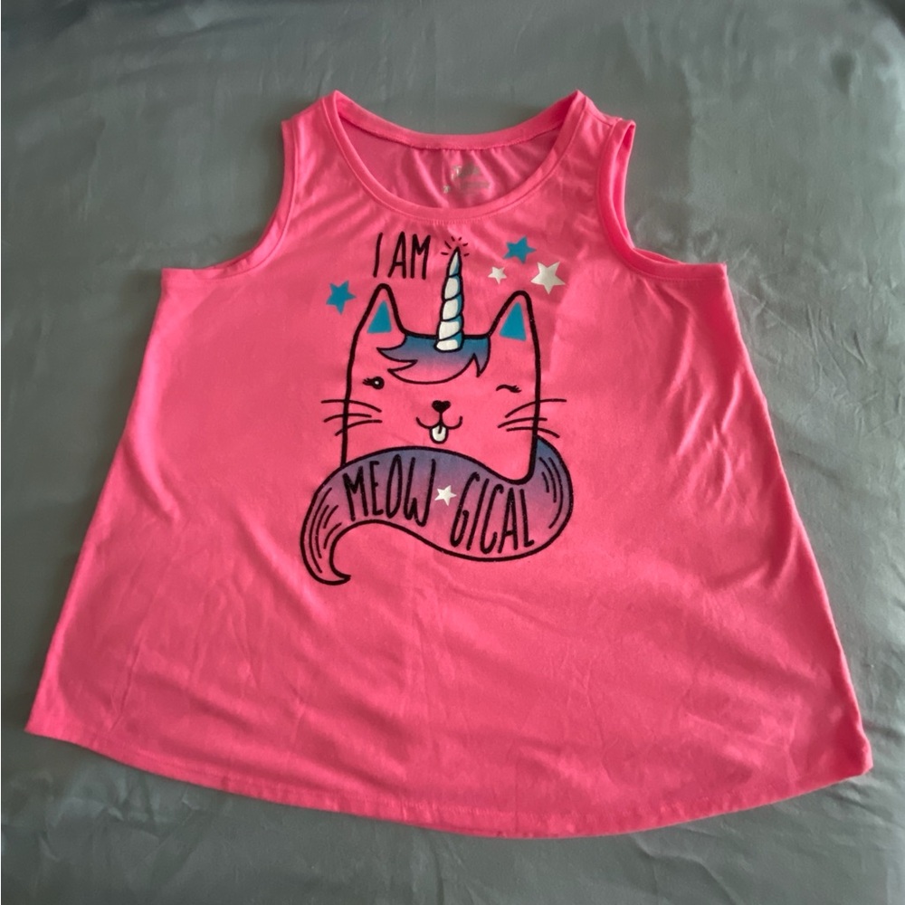 Justice girls shirt tank top cat unicorn 20plus
